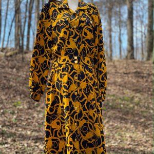 Vintage 1980s Navy and Gold Nautical Rope Long-sleeve A-line Size 10